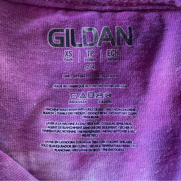 Tie Dyed Shirt Size 2T 2T 3T Purple Pink  White Gildan Girls 100% Cotton EUC - Picture 11 of 11